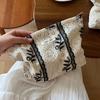 Literary Elegant Makeup Bag Boho Style Lace Cosmetic Organizer Bags Floral Embroidered Large Capacity Travel Bag Case for Women
