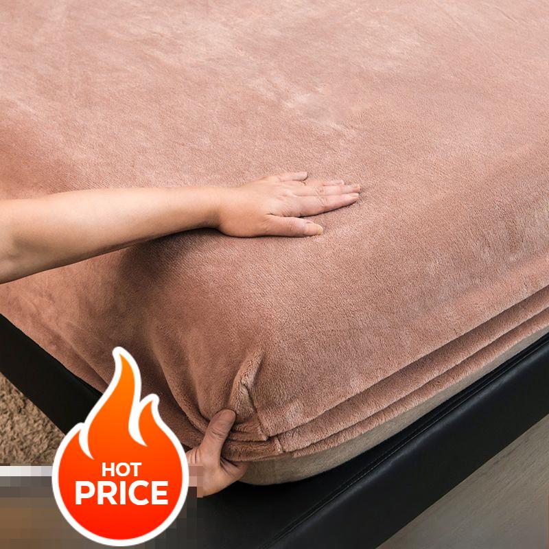 2026 Hot Plush Warm Fitted Sheet Bedspread Flannel Thicken Bed Mattress Cover Bed Protector Sheets No Pillowcase