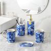European Ceramic Blue Bathroom Five-piece Set Gold Border Gargle Cup Shampoo Bottle Soap Dish Wedding Gift Bathroom Accessories