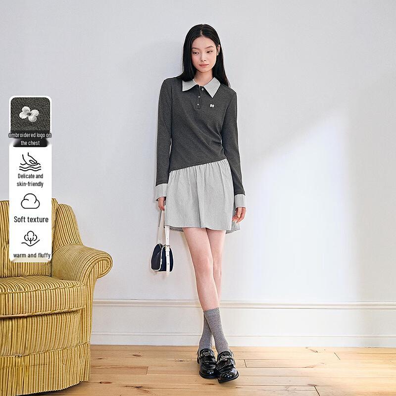 LEDING Irregular Hem Faux Two-Piece Dress S/155