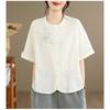 DIMANAF Summer 2026 Women Plus Size New Blouse Shirt Embroidery Short Sleeve Cotton Casual Loose Lady Tops Shirts
