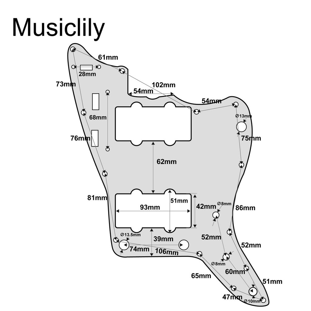 Musiclily Pro 13-Hole JM Jazzmaster Pickguard, Made In Japan for Fender Japan Jazzmaster Electric Guitars, Parchment 3-Piece Set