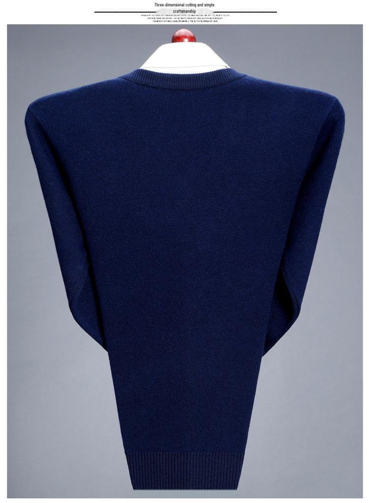 Men's V-Neck Pure Cashmere Sweater for Business Casual, Thickened and Warm Knitwear for Autumn/Winter.