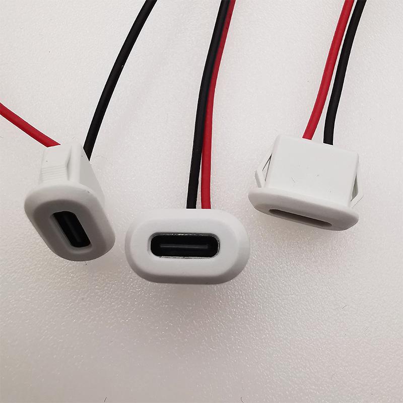 2 Pin USB-C Type Waterproof USB Connector Direct compression female base Female Socket Charging Interface