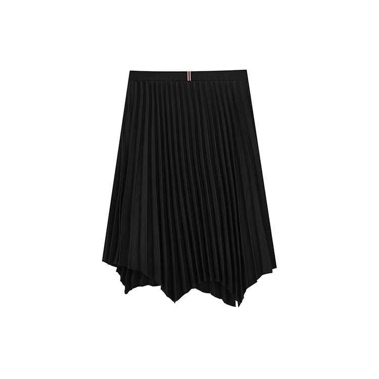 Fila Solid Color Irregular Pleated Casual Long Skirt Women Skirts Black F11W241303F-BK