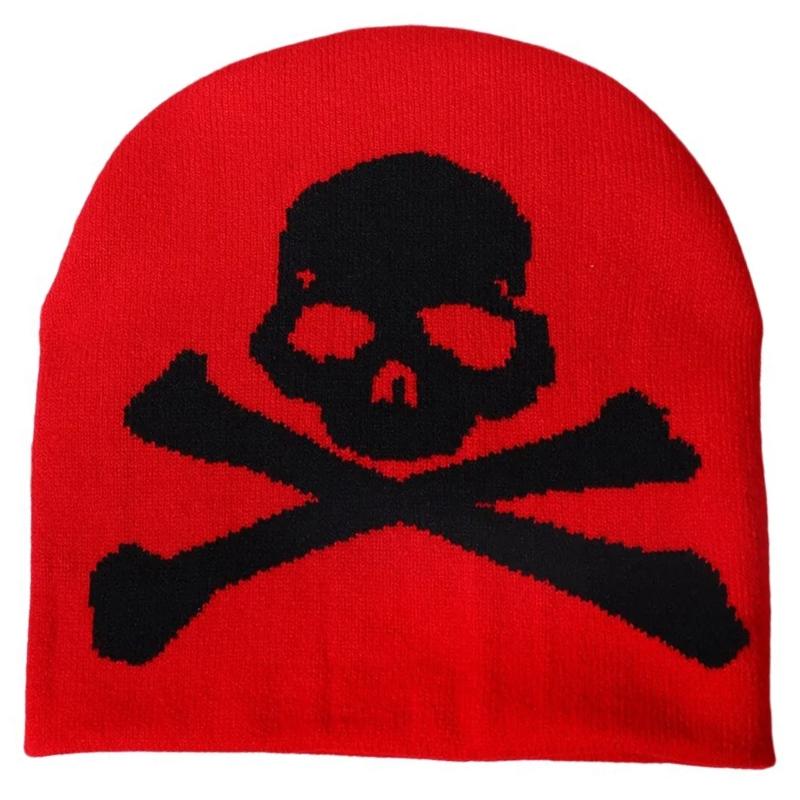 

Winter Teen Beanies Hat Elastic Windproof Skull Pattern Hat Ear Protector Hat Adult Winter Cycling Skiing Supplies червоний