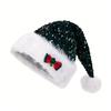 Yousheng Sequined Santa Hat Glittery Christmas Hat with Bow Fluffy Pompom Unisex Fuzzy Xmas Hat for Christmas New Year Festive Parties