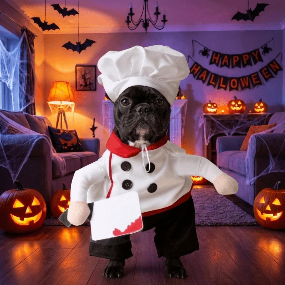 Creative Adjustable Pet Funny Chef Costume Comfortable Breathable Pet Cook Outfit Polyester Dog Cosplay Costumes Halloween