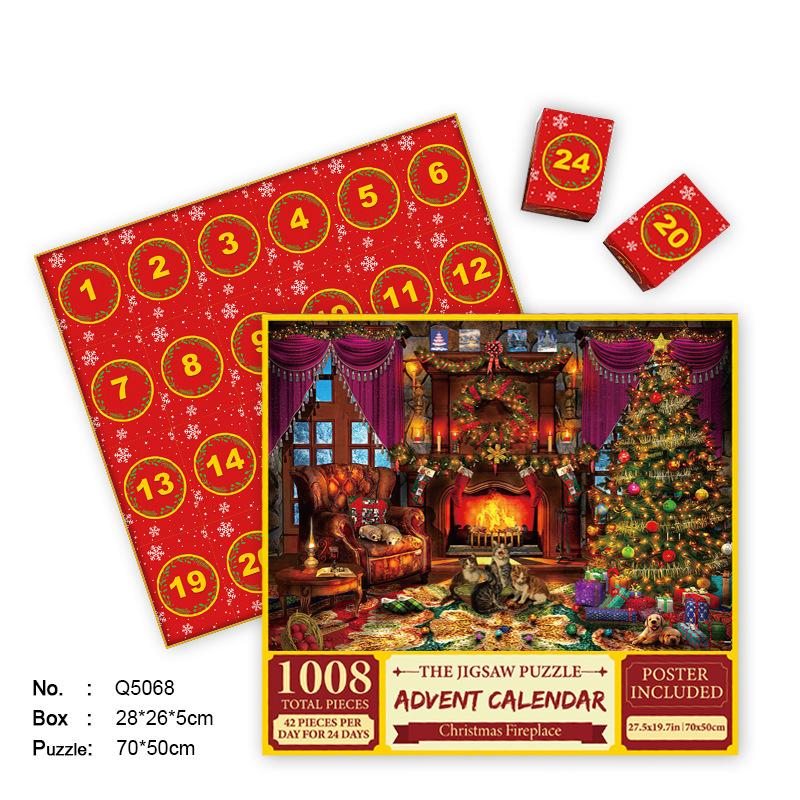 Christmas Jigsaw Advent Calendar for Kids 1008pcs 24 Days DIYChristmas Surprise Countdown Theme Festival Party Favor for Gifts