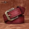 Retro Personality Embossed Matte Leather Belt Men's First Layer Cowhide Casual Jeans Belt
