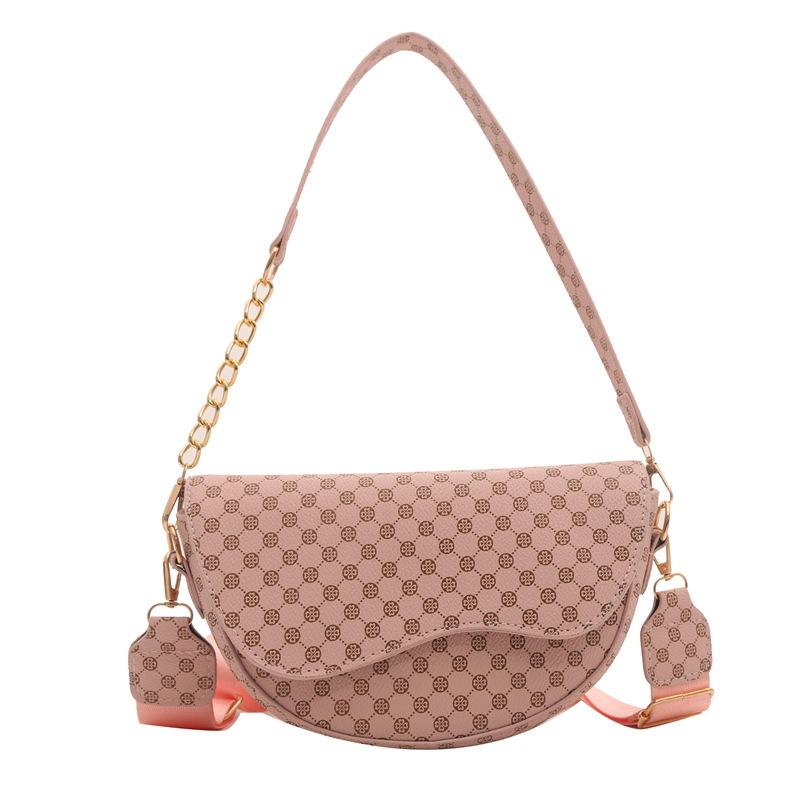 

Сумочка весна 2024 року нова сумка через плече з принтом у стилі ретро повсякденна мода в іноземному стилі підсідельна сумка під пахву рожевий