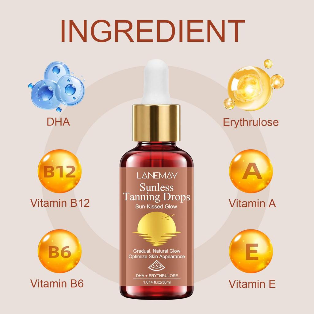 Sunless Tanning Drops-Helps Prevent Dryness After Sun Exposure-Achieve A Natural Health Skin Tone-30ml