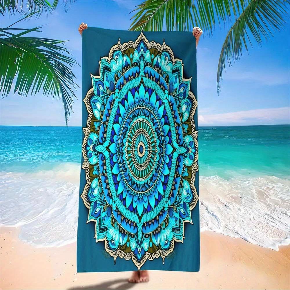 1 Stück Weißes Mandala-Print Mikrofaser Strandtuch - Übergröße Schnelltrocknend Leicht Sandfrei Yogamatte & Decke für Reisen, Pool
