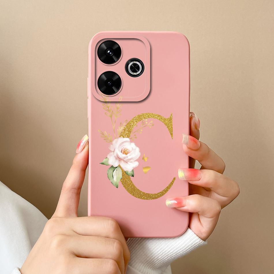 Elegant Case For Redmi 13 4G Personalized Letter Soft Liquid Silicone Protective Phone Cover For Xiaomi Redmi13 Shell Funda Capa