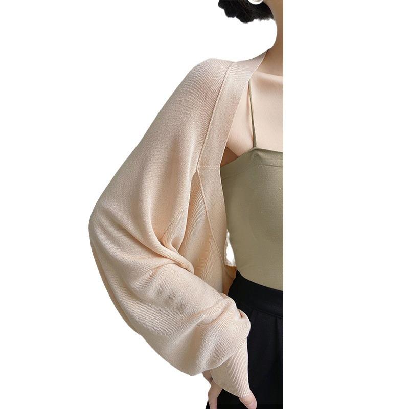 Dámský francouzský zkrácený kardigan z ledového hedvábí, šál na ochranu před sluncem, svrchní oblečení na jaro/podzim, 2024