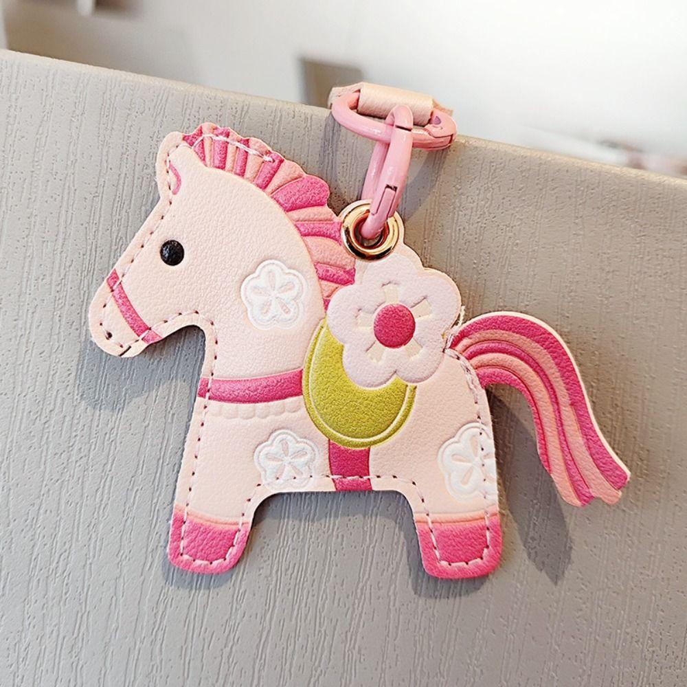 Leather Horse Keychain Cartoon Zodiac Pony Bag Hanging Chinese New Year Gift Birthday Gift