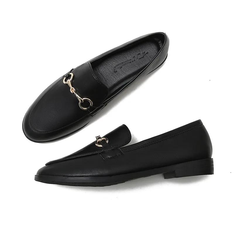Heißer Verkauf Damenschuhe Damen Flache Schuhe Mode Vintage Britische Lederschuhe Oxford Loafer Größe 44 Bequem Lässig Leder Flach