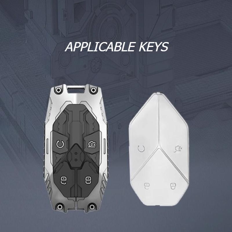 For BYD Leopard 5 8 Ti3 7 Car Keychain Leather Alloy Car Key Holder Case Buckle Key Shell Protector Interior Car Accessories