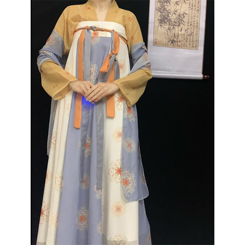 Shaking Tang Dynasty One-piece Chest-length Broken Skirt Printed and Restored Cabbage Daily Thin