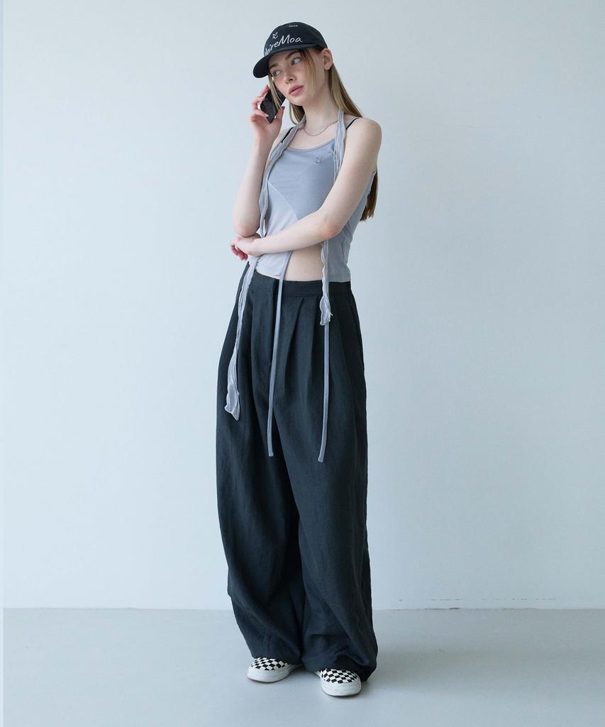 Mualeumoa Draw String Wide Pants-Dark Slate Gray