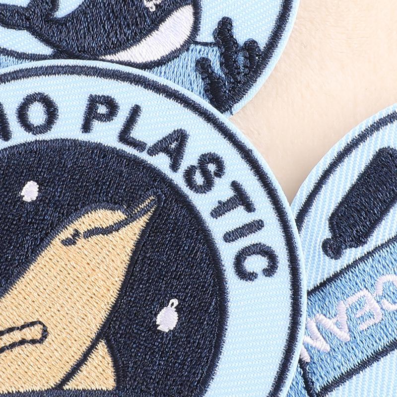 Embroidery Label Marine Animal Patch Sticker Protect the Environment Clothing Accessories Embroidery Sticker Cloth Sticker