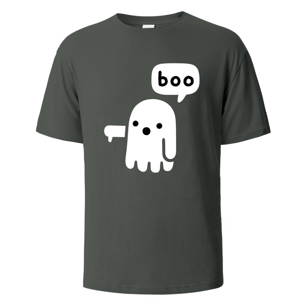 BOO Lustiges Street-Printing-T-Shirt für Männer Wowen 100% Baumwolle Sommer Atmungsaktiv Kurzärmelig Basic Oberteile O-Ausschnitt Oversize T-Shirts