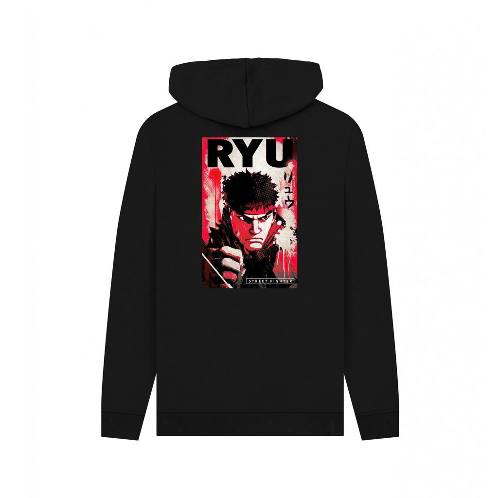 Street Fighter Unisex Adult Ryu Kanji Back Print Hoodie