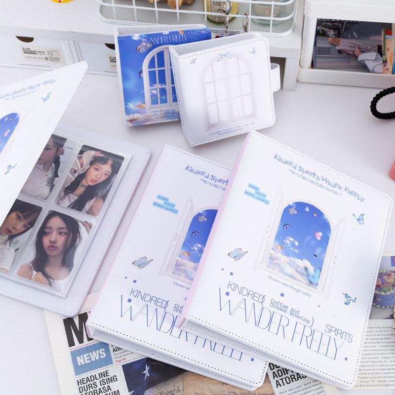 Butterfly Dream Window 3-Inch Photocard Album, Refillable 4-Grid / 1-Grid Loose-Leaf Binder for Polaroid Pictures & Idol Cards