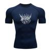Men's Compression Fitness Sports T-shirt, Casual Thorn Style White Print Quick Dry Breathable Athletic Workout Top for G