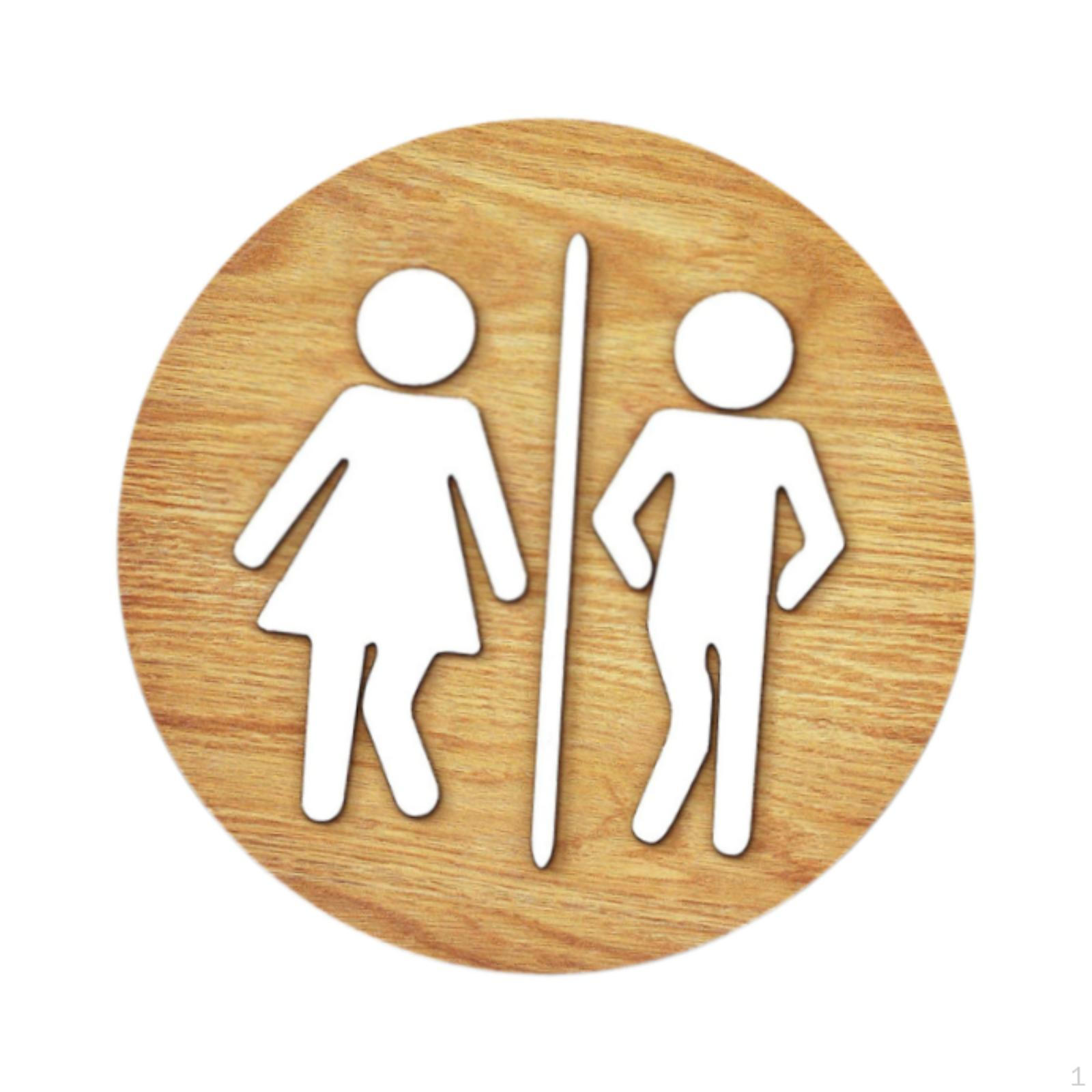 

Round Bathroom Sign Door Restroom Wood Washroom Plaque Identification for Wood grain color