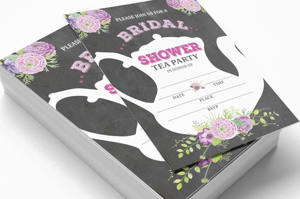 Inkdotpot 30A FloralA Fill-In Style Bridal Shower Invitations Wedding Blank