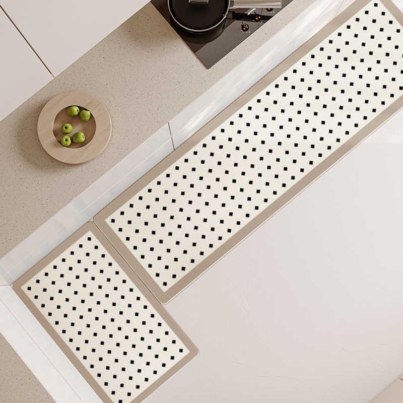 1/2pcs Simple Cream Air Kitchen Floor Mat Non-Slip Easy Maintenance Corridor Carpet Bathroom Entrance Door Mat Home Decor
