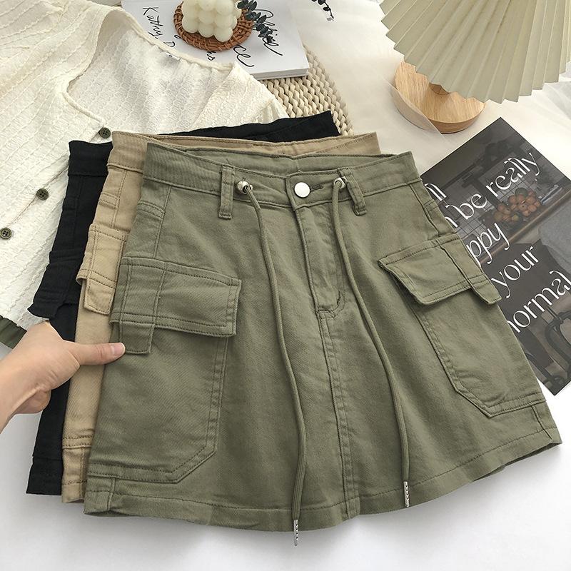 Vintage Slimming Mini Dress Women Material Drawstring Casual Elegant Fashion