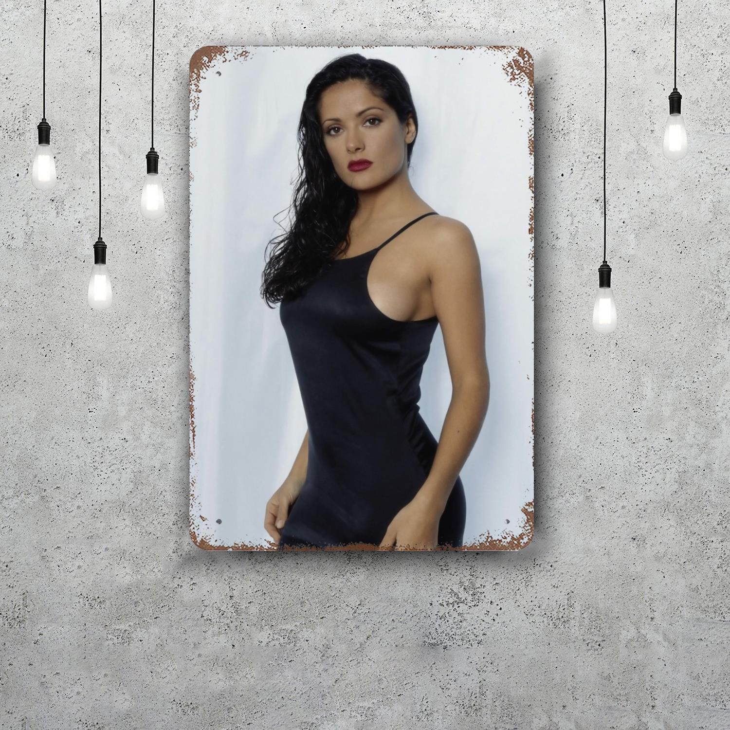 

salma hayek Funny Bar Metal Sign Retro Plaque Vintage Sign Alcohol Drinker Pub Club Man Cave Kitchen Wall Decoration 20x30cm（7.8x11.8inch）