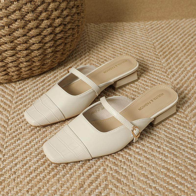 

Хуилия темперамент средний каблук полушлепанцы с закрытым носком женская летняя обувь сандалии мюли 40 абрикосовый