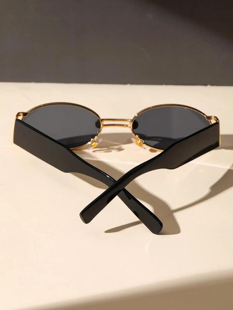 New Retro Metal Frame Elliptical Frame Trendy Street Photo Sunglasses for Men and Women's Outdoor Travel Sunshades UV400