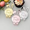 10 Stück Mehrfarbige Happy Easter Cupcake-Dekoration Acryl Cartoon-Hase Kuchenaufsätze Spiegeloberfläche Hohl Dessert-Ornament