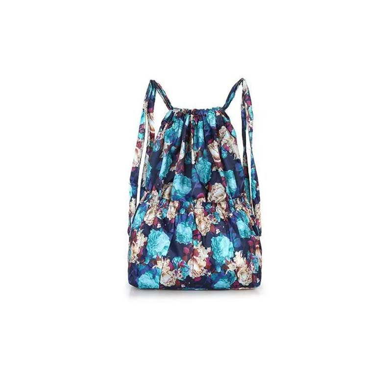 WTEMPO Printed Beach Casual Nylon Drawstring Backpacks Women's Four Seasons Outdoor Sports Bags Mommy Bags Large Capacity Lightweight Travel Backpacks