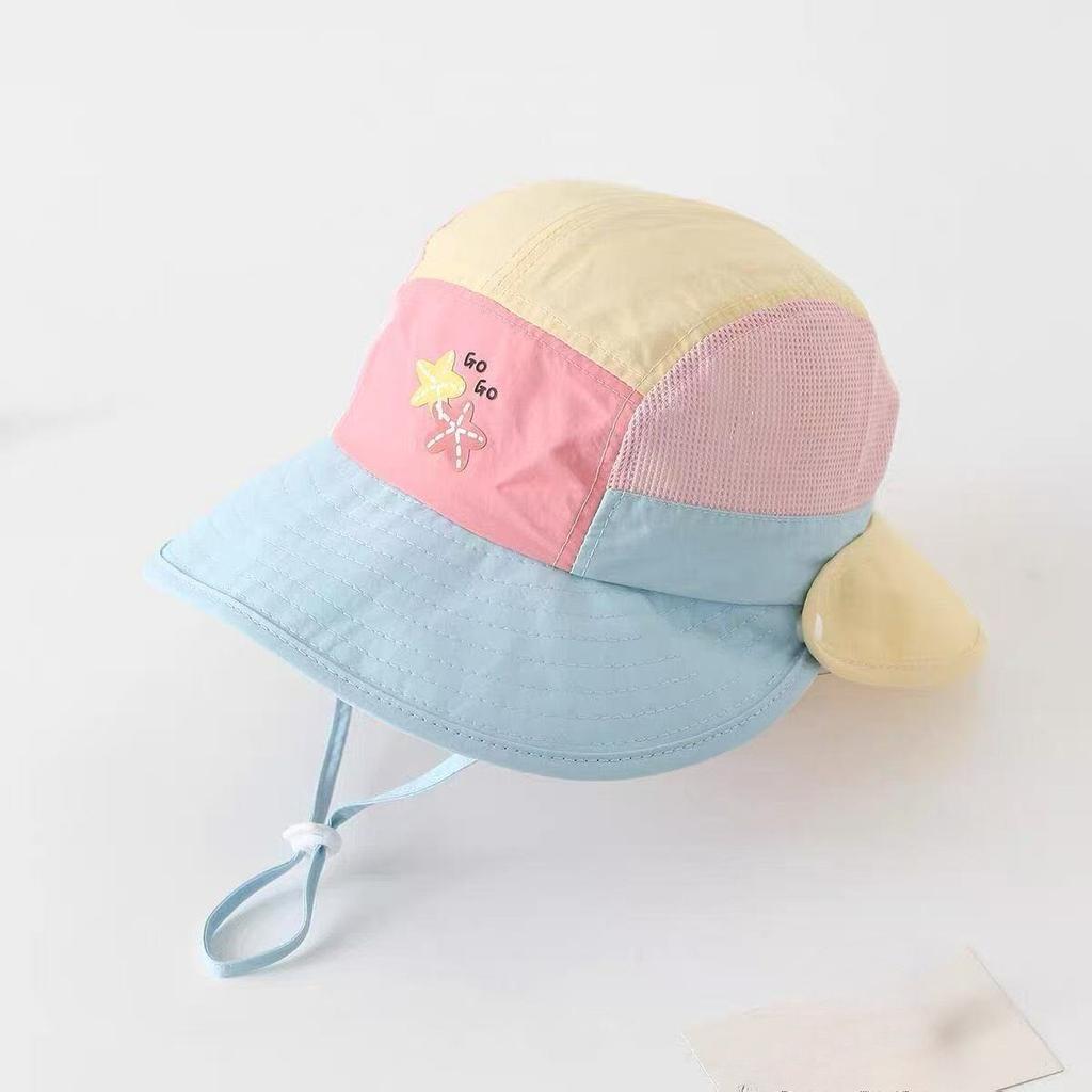 Children's sun hat summer thin design sun protection large brim breathable mesh shawl hat women's fisherman hat