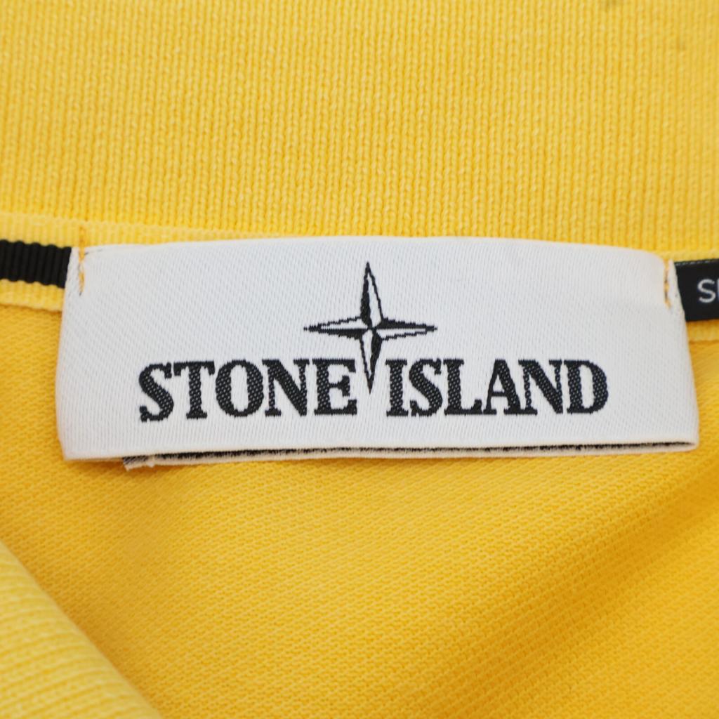 STONE ISLAND 661522S67 Yellow Square Embroidered Polo Shirt Tops M yellowUsed