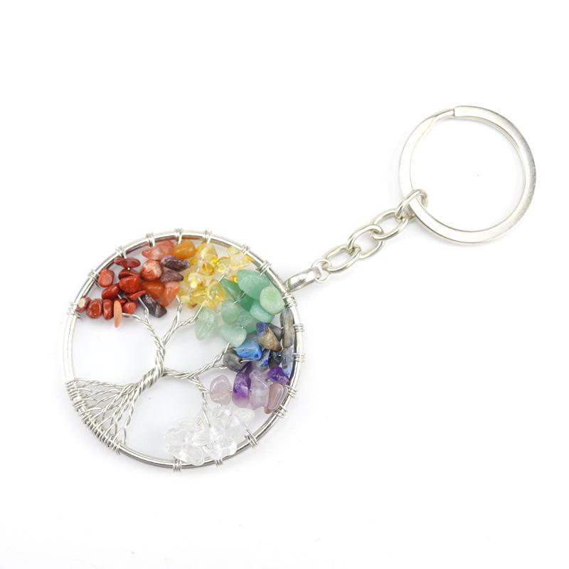 Natural Gravel Crystal Root Tree Tree Of Life Pendant Keychain Bag Pendant Keychain K04