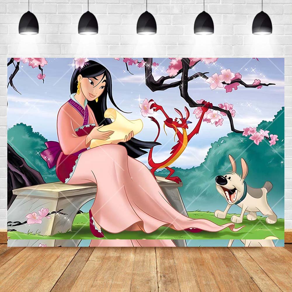 Brave Mulan Movie Background Customizable Text Children's Birthday Party Banner Background Room Poster Decoration Holiday Gift