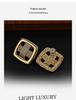 French Minimalist Square Stud Earrings: Gold-Plated Everyday Luxury Jewelry for Women