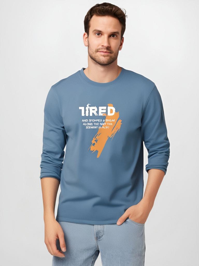 Tired Pattern Man Long Sleeves T-shirt Pure Cotton Men Casual Sweatshirt Large Size