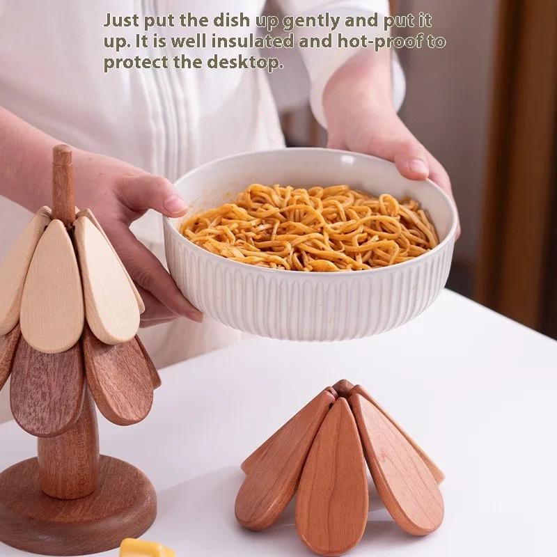 1 PC Christmas Tree Insulation Mat Solid Wood Dining Table Anti Scalding Pot Creative and Personalized Home Decoration Mats&Pads