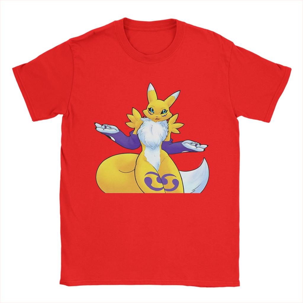 Streetwear Tshirt Renamon Classic Pose Pure Cotton T Shirts Novelty Tee Shirt For Unisex Beach Y2k Casual Short Sleeve Tees