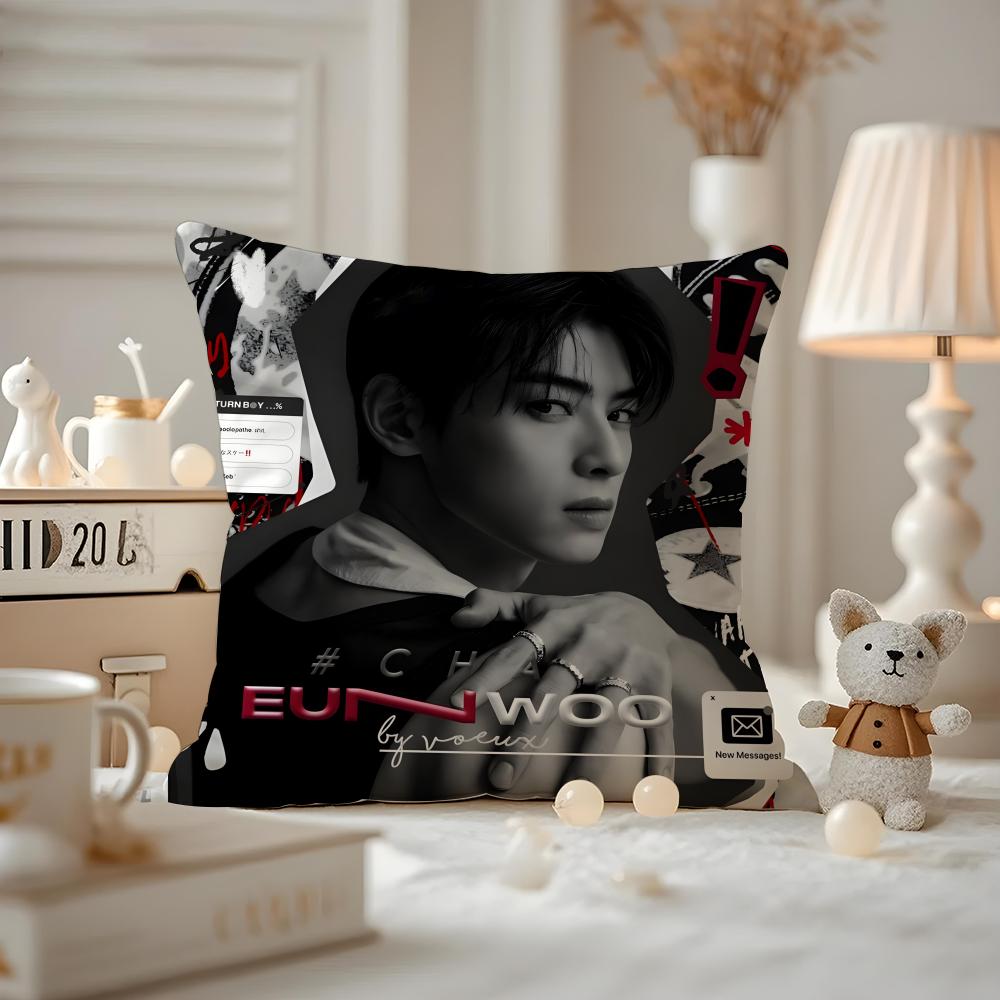 Cha E-E-Eunwoo Actor Cushion Cover Pattern Printed Pillowcase For Living Room Sofa Cushion Cover & Bedroom Decor