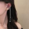 Punk White Liquid Metal Butterfly Pearl Long Tassel Ear Cuff Female Fashion Trendy Design No Piercing Clip On Earring Jewelry