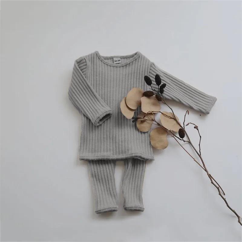 Baby Thermal Underwear Suits Long Sleeve Sweater Tops+ Leggings Kids Boy Girl Pajamas Clothes Suit
