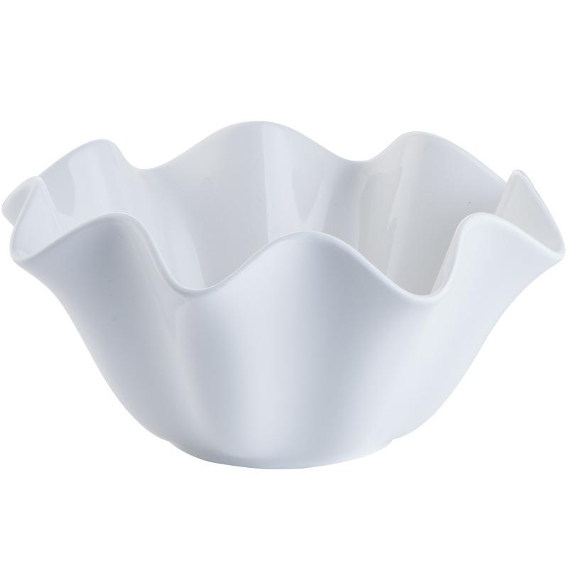 Creative Pure White Ceramic Bowl with Rolled Edges Sauce Dish Dessert Fruit and Vegetable Salad Bowl Tableware Decoration Bowl